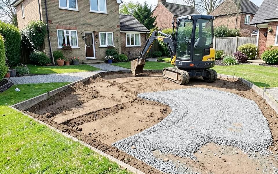 Driveway dug out ready for a new sub-base