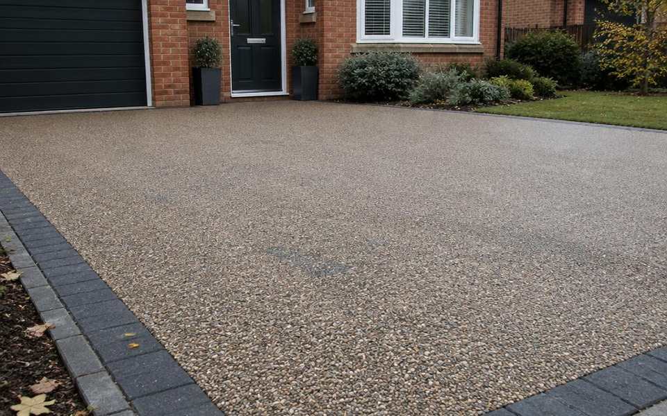 Warm aggregate resin-bound driveway
